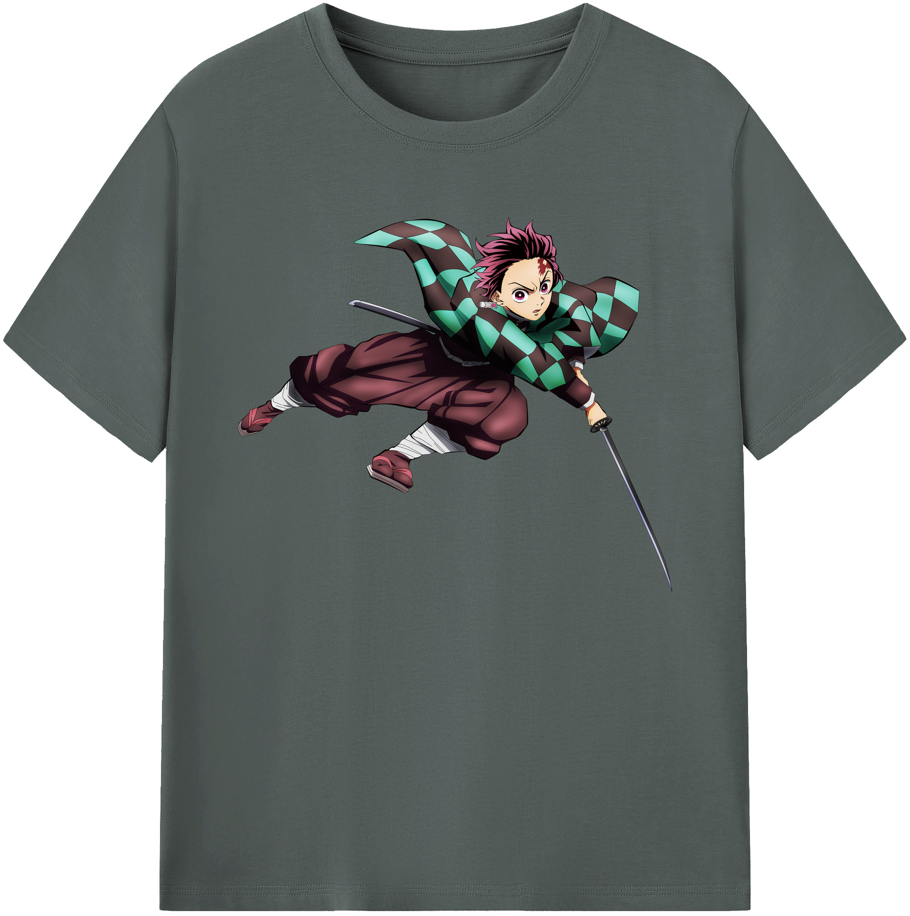 （画像用） 鬼滅の刃 竈門 炭治郎／かまど たんじろう Kamado Tanjirou 綿100％ メンズ半袖Tシャツ｜肌触りやわらか＆通気性